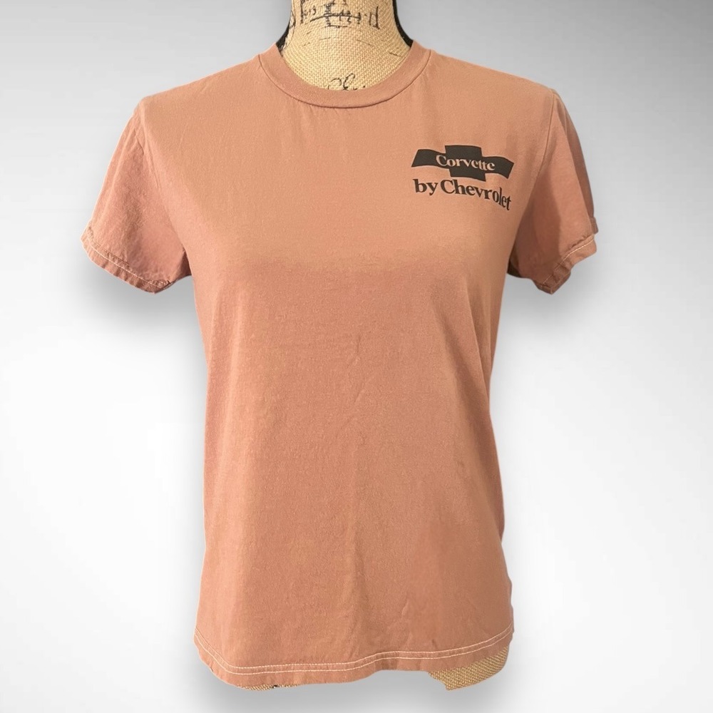 CHEMISTRY Short Sleeve Brown/Tan Corvette Graphic T-Shirt Small | EUC